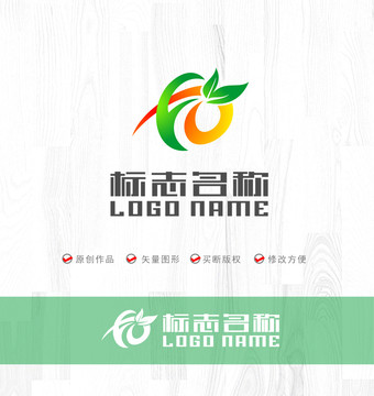 F字母标志蔬果标志农业logo