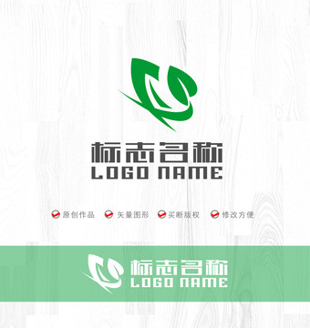 FB字母标志绿叶环保logo