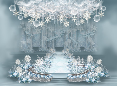 藍色冰雪婚禮儀式區(qū)效果圖