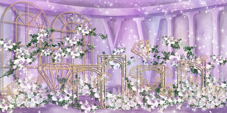 紫色梦幻时间主题婚礼效果图