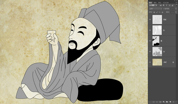 卡通蘇軾黑白稿