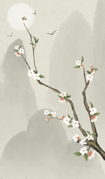 手繪海棠花