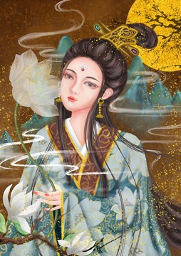 中國(guó)風(fēng)唯美夢(mèng)幻中式水墨古裝仙女