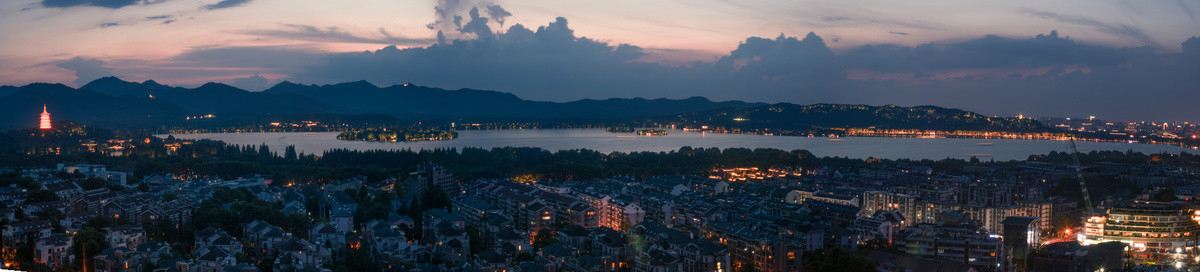 西湖夜景全景图