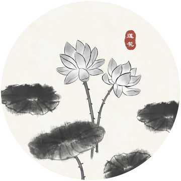 禪意荷花意境裝飾畫