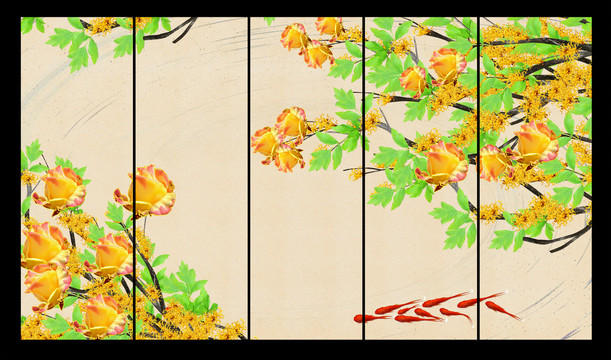 花鳥壁畫
