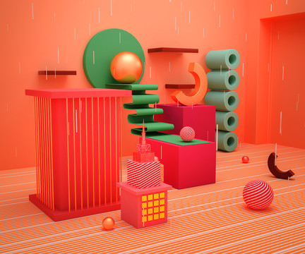 幾何C4D建模三維3D海報(bào)