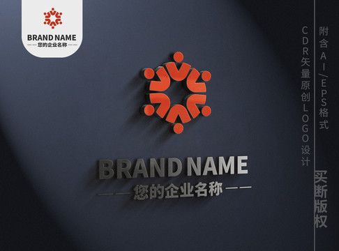傳媒小人logo手拉手標(biāo)志設(shè)計(jì)