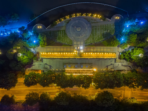 武汉夏日城市航拍傍晚和夜景风光