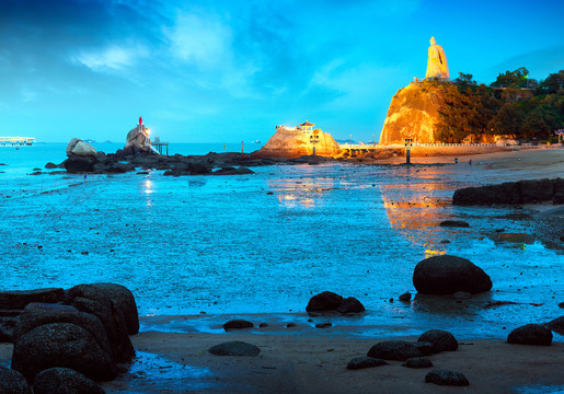 厦门鼓浪屿海滩夜景