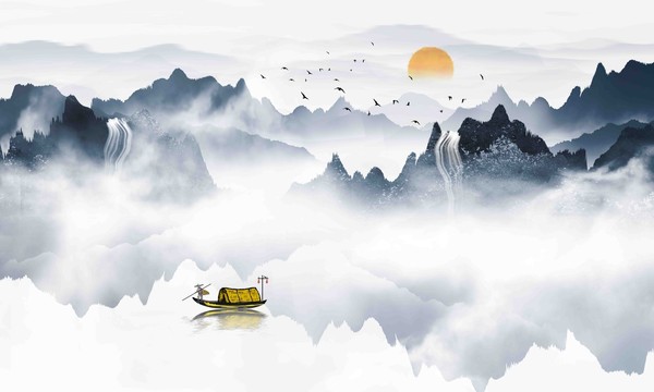 新中式國(guó)畫水墨山水畫