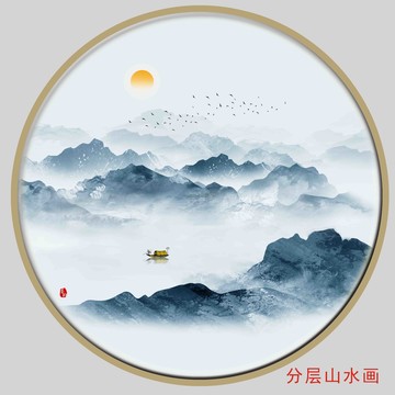 餐盤山水畫