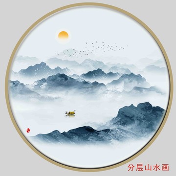 餐盘山水画