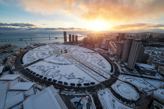 大连星海广场雪景