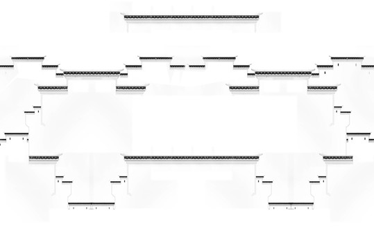 黑白徽派建筑