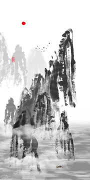 水墨遠(yuǎn)山