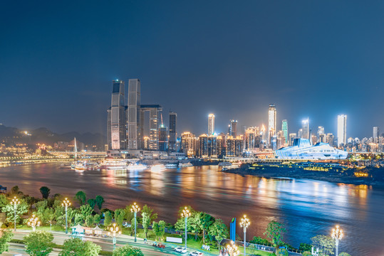 重庆朝天门与重庆大剧院夜景