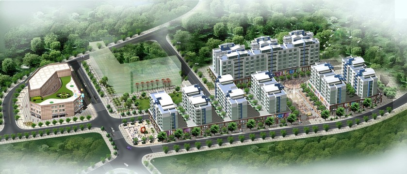 住宅區(qū)鳥瞰景觀效果圖