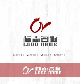 WN字母标志龙凤LOGO