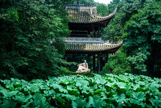 远眺披风榭东坡坐像