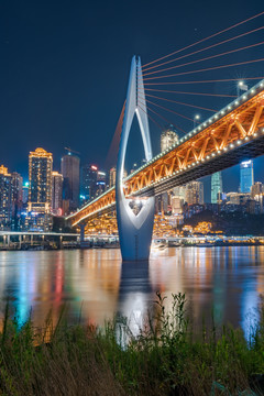 重庆渝中区千厮门大桥夜景