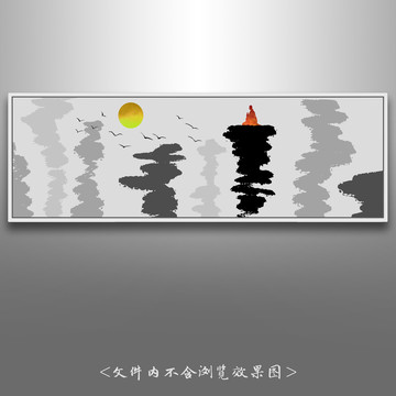 中式禪意意境水墨畫