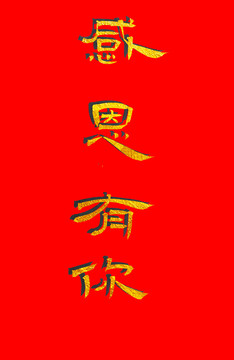 感恩有你書法