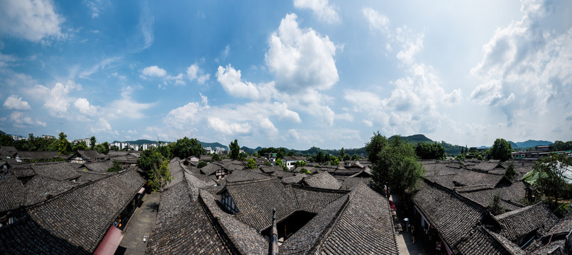 四川阆中古城全景风光