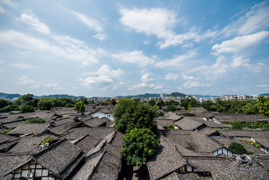 四川阆中古城全景风光