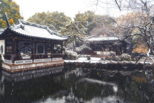 明清建筑园林雪景