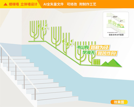 讀書知識樓道校園文化墻