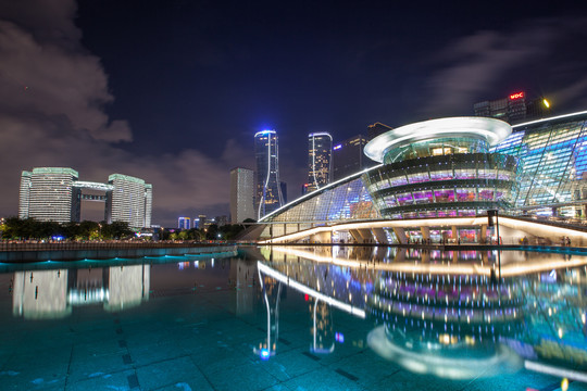 浙江省杭州市钱江新城夜景风光