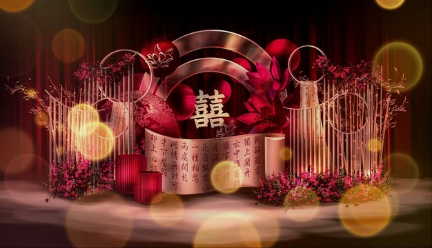 中式婚禮迎賓區(qū)效果圖