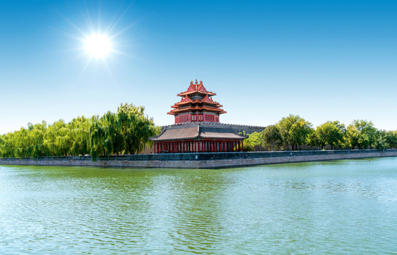 北京故宫护城河角楼