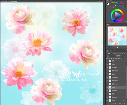 清新水彩花卉和海报图案设计