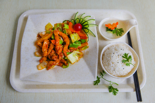 鸡柳米饭