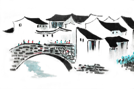 江南水鄉(xiāng)水墨畫(huà)