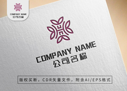 唯美花瓣花朵logo女性标志