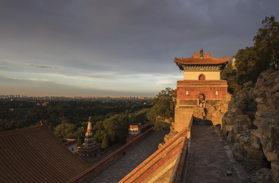 北京颐和园四大部洲景区夏季风光