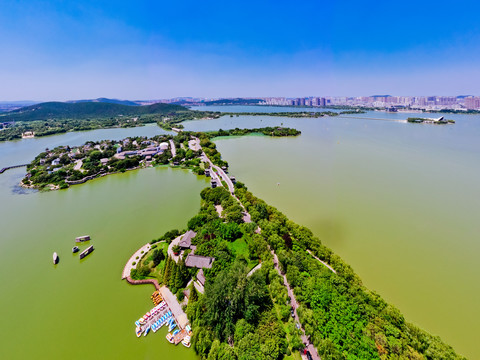 航拍徐州云龙湖风景区小南湖