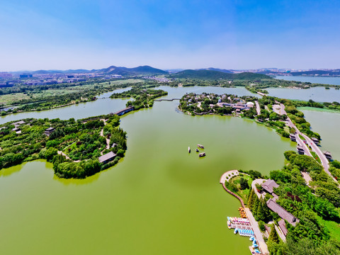 航拍徐州云龙湖风景区小南湖