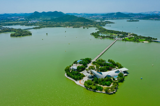 航拍徐州云龙湖风景区水上世界