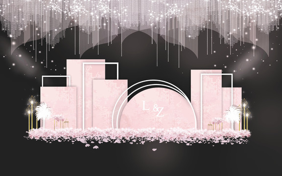 粉色唯美婚禮舞臺(tái)