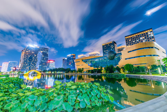 杭州印与杭州低碳科技馆夜景