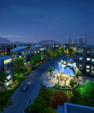 建筑夜景效果圖