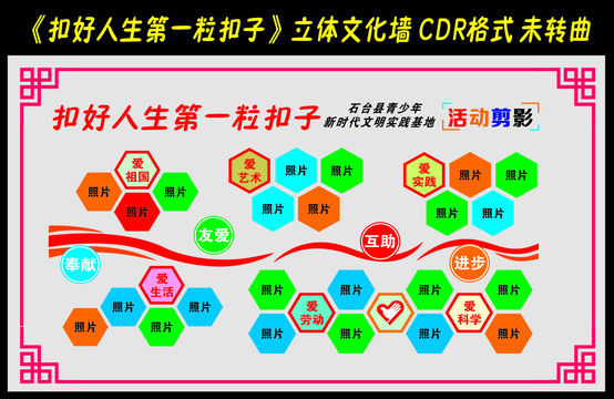 扣好人生的第一粒扣子立体文化墙