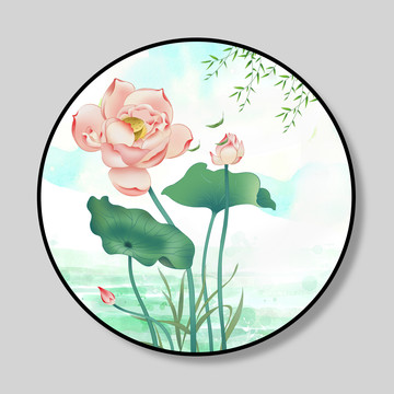 玄關(guān)荷花裝飾畫