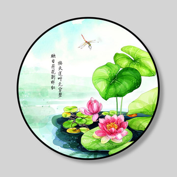 玄關(guān)荷花裝飾畫
