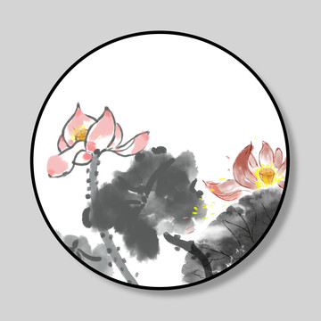 水墨荷花裝飾畫