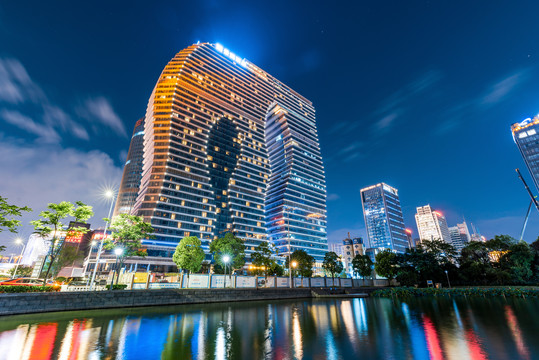 杭州标志性建筑杭州印夜景